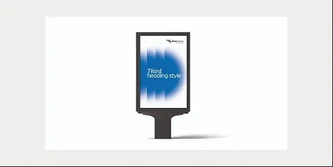 Pionowy pylon reklamowy citylight z logo marki Hermes Group umieszczony na białym tle w celach wizualizacyjnych.
